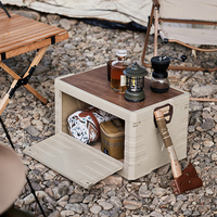 Camping En Plein Air Durable Pliant Gain De Place Pliable Conteneur Cinq Portes Ouverture Boîtes De Rangement Bacs Couvercle En Bois