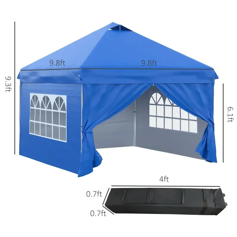 בד Pvc 10' x 10' חופה ניידת אוהל גזיבו חיצוני אוהל מסיבות פטיו עם קירות צדדיים