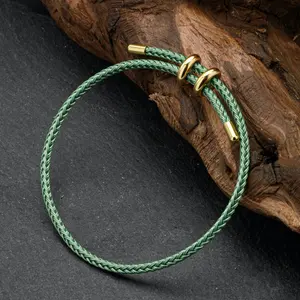 Stainless Steel Fresh Green Braided Wire Rope With 8-character Buckle Fashion Bracelet