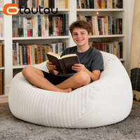 Housse de pouf moderne inclinable en fausse fourrure de lapin OTAUTAU pour l'hiver et Noël DD234 sans rembourrage inclus