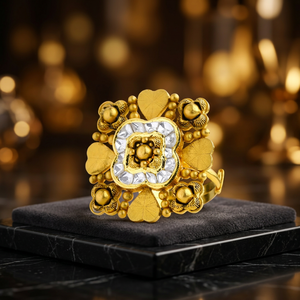 Anillo de Boda Cuadrado Dorado Vintage de Moda, Anillos Elegantes para Compromiso y Aniversario, Hechos en India, Regalo de Boda - Product Image 4