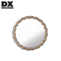 Miroir mural rond ondulé festonné DX Designs, finition or antique, durable, décor vintage pour chambre à coucher et salon