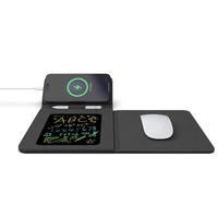 Cargador inalámbrico 3 en 1 rápido de 15W con alfombrilla de ratón, auriculares y reloj con pantalla electrónica plegable de PU U39 de buena calidad de fábrica.