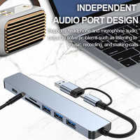 Station d'accueil USB3.0 C 8 en 1 Cantell en aluminium, hub USB Type C avec charge PD pour ordinateur, en stock