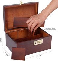 Grande boîte souvenir en bois de couleur vintage en bambou avec couvercle à charnière et étui décoratif laser et serrure à combinaison pour le stockage à domicile