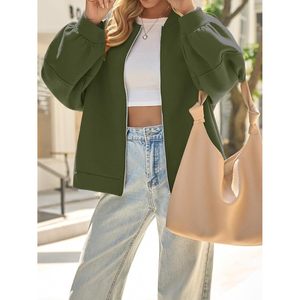 Chaqueta Bomber Personalizada para Mujer con Cierre, Manga Farol, Estilo Casual Oversize, Atuendos de Otoño 2025 - Product Image 3