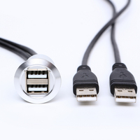 Connecteur USB double femelle A vers mâle A en métal, diamètre de montage 22 mm, avec câble de 60 cm, certifié CE