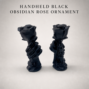 Escultura de Mano de Esqueleto de Obsidiana Negra Natural con Rosa, <span class=keywords><strong>Cristal</strong></span> Curativo, Artesanía, Decoración para el Hogar, Adorno, Regalo - Product Image 1