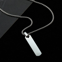 Collar de Barra Larga Geométrica Tridimensional Grabable con Nombre para Hombre, de Acero Inoxidable Simple