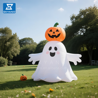 Fantômes gonflables d'Halloween avec décorations de citrouilles Fantôme gonflable mignon Décoration de fête à lumière LED d'Halloween