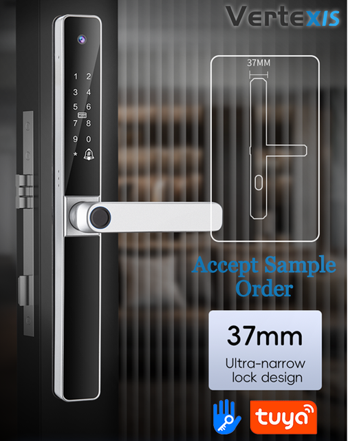 Tuya App-Enabled WiFi Smart Sliding Door Lock | IP68 Weatherproof | Grade C Lock Cylinder | Durable Aluminum Alloy Cloud