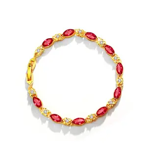 Popular Jewelry Alloy Girl Hand wear Fashion Retro Ruby Bracelet Electroplated Alloy Bracelet