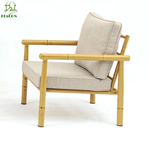 Sofá de aluminio a prueba de intemperie para exteriores, sofá moderno de bambú para verano - Product Image 4