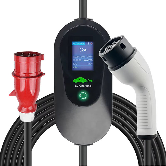 New CE Certified Smart Portable EV Charger 7KW EV Cable Type 2 with Red CEE Plug APP Control IP65