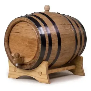 Barril de Madera de 5 Litros con Borde Negro para Almacenamiento de Cerveza y Licores - Product Image 1