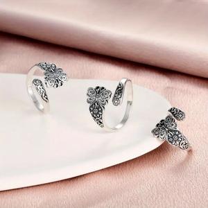 T0611 Anillo de plata con flor, estilo vintage, joyería de moda unisex, regalo para ella o él - Product Image 6