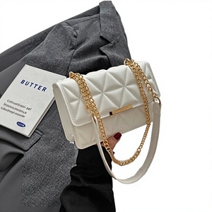 Trendy Hot Selling Waterproof Textured PU <b>Leather</b> Women's Cross-Body Shoulder <b>Bag</b> Chain Polyester Lining <b>Small</b> Square Design - Product Image 3
