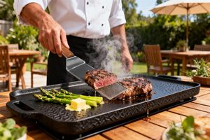 Set di 4 Utensili per Barbecue con Bordi Smussati e Manico in Legno, Spatole per Griglia e Spatole in Metallo - Product Image 6