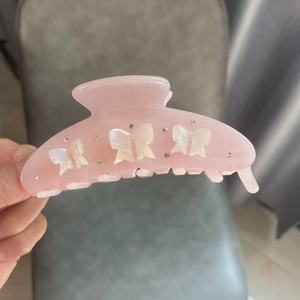 Pinces à cheveux QianJin en acétate de cellulose <span class=keywords><strong>rose</strong></span>, motif floral, style requin, luxe, pour femmes aux cheveux épais, vente en gros - Product Image 5