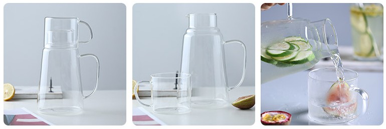 Transparent Water Glass Jug Bottle Kitchen Glassware Pitcher 1.5L Durable And Heat-resistant Jug