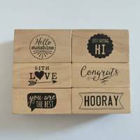 Tampons en bois pour la décoration de journaux, ensemble de tampons personnalisés en promotion, logo rétro en relief, tampon encreur carré en caoutchouc pour impression numérique DIY