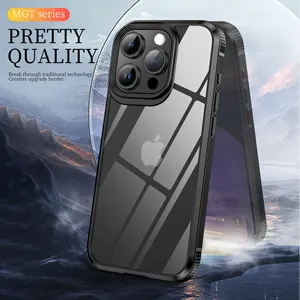 iPAKY高清透明防震外壳，适用于iPhone 15 15 Plus 15 Pro Max碳纤维框架手机外壳
