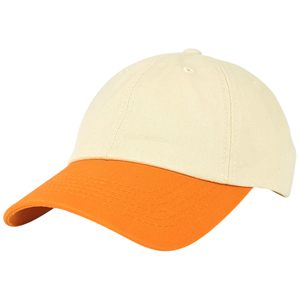 Gorra de Béisbol de Dos Tonos Beige y Naranja, Estilo Dad Hat, con Visera Curva Ajustable, Gorra de Sol Informal de Algodón - Product Image 1