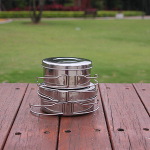 Thiết kế tốt nhất 4 cái thân thiện với môi thép không gỉ cắm trại Cookware Pot Set japandi phong cách vật liệu kim loại - Product Image 3