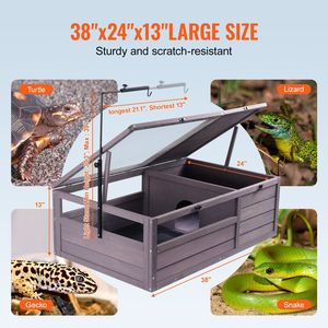 DB Wholesale 2-Room 38x24x13in Casa de tortuga de madera Interior y exterior Patrón de animales Jaulas sostenibles para reptiles Hábitat de mascotas - Product Image 6