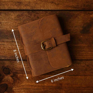 สมุดบันทึกหนังทำมือพร้อมตัวล็อคแบบหัวเข็มขัด สไตล์วินเทจเรียบง่าย สมุดโน้ตกระดาษขอบหยัก สมุดบันทึกงานฝีมือ - Product Image 5