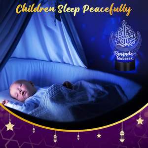 Venta al por Mayor, Stock Disponible para Envío, Decoración Islámica para la Fiesta de Ramadán Mubarak, Luz Nocturna LED Musulmana con Control Remoto, Blanco Cálido - Product Image 6