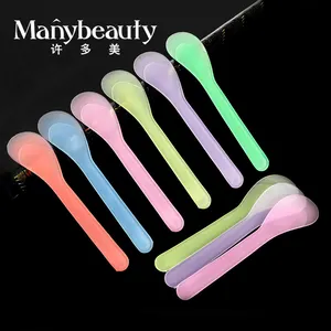 Custom Mini Plastic beauty tool transparent handle facial Cream applicators body Spoon mixing stirring rod Cosmetic Mask spatula