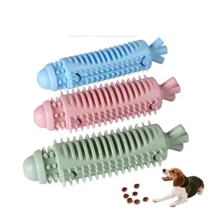 TPR mainan kunyah anjing latihan hewan peliharaan, sikat gigi mainan mengunyah tulang titik tahan banting
