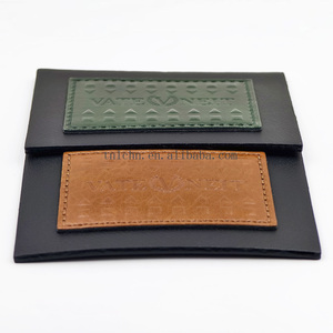 <strong>Customized</strong> Clothing <strong>Label</strong> <strong>Jeans</strong> Silver Foil Logo Tag Leather Patches <strong>Custom</strong> Brand Leather for Clothing - Product Image 5