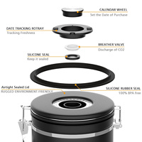 Pot à café hermétique en acier inoxydable 304 de qualité alimentaire, 1,5 L, avec fenêtre de visualisation, logo personnalisé, récipient de stockage de grains de café pour le bureau