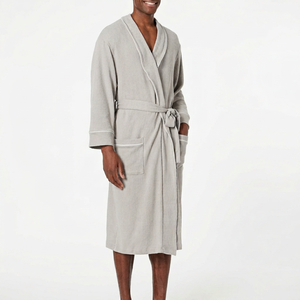 High Quality Men Waffle <b>Bathrobe</b> 100% Cotton Fleece Breathable Custom Size for Sale - Product Image 1