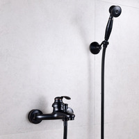 Panneau de pluie cascade ensemble de douche triple dessin noir antique douche en cuivre de style européen douche simple noire