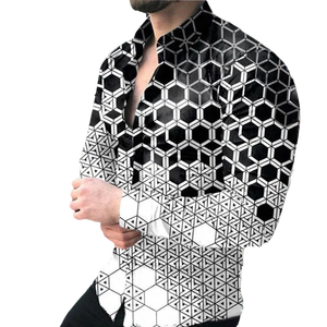 Notch-top Full Sleeve Shirt para Homens Bordado Impresso Camisa para Homens Pro Club Wedding Prom Shirts para Homens - Product Image 2