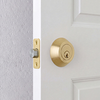 Set Kunci Pintu Masuk Standar Amerika dari Kuningan Padat, Deadbolt Hitam Matte & Gagang Tuas Berknurling untuk Pintu Depan