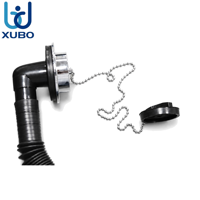 Kit de vidange de baignoire avec bouchon et chaîne G 1 1/2 chromé, sans tuyau de trop-plein flexible ondulé, universel, installation facile