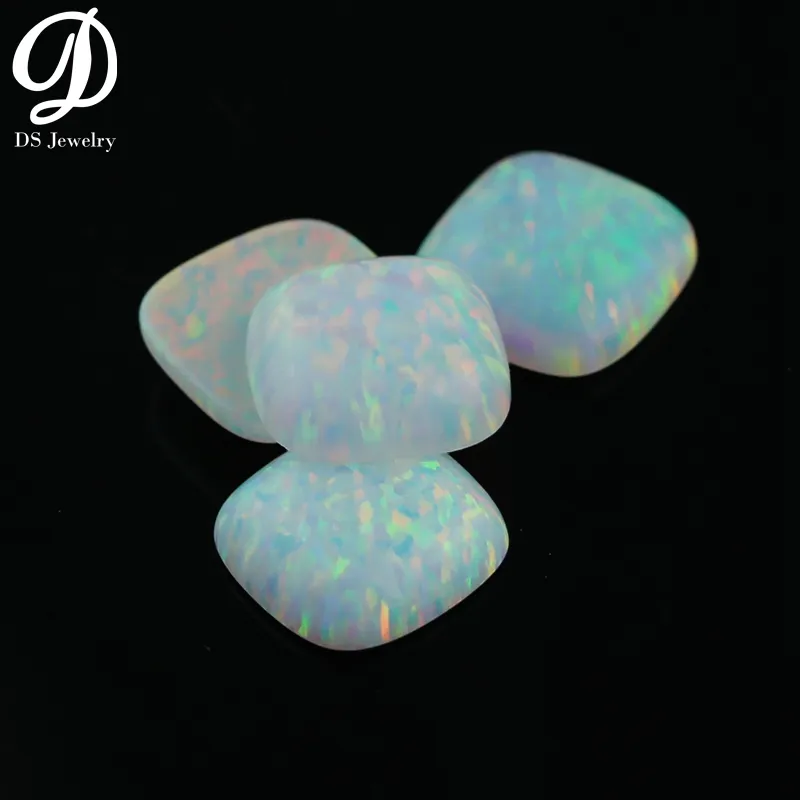 Synthetic OP17 Snow White Cushion Cabochon White Opal Stone