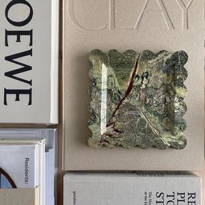 Français rétro marbre Onyx bord festonné bijoux fourre-tout aromathérapie plateau concepteur Ins Style stockage décor à la maison salon - Product Image 4