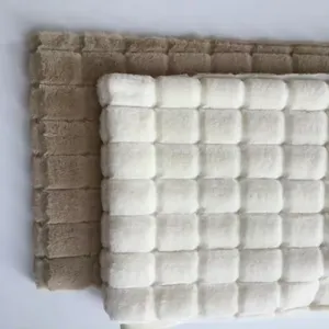 Süper yumuşak rahat kısa peluş Polyester Checker kurulu özel ekose Faux tavşan kürk kumaş