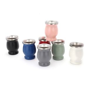 Gobelet Portable en acier inoxydable à Double paroi de 8oz, gobelet en forme de <span class=keywords><strong>gourde</strong></span>, gobelet à thé avec <span class=keywords><strong>paille</strong></span> Bombilla - Product Image 4