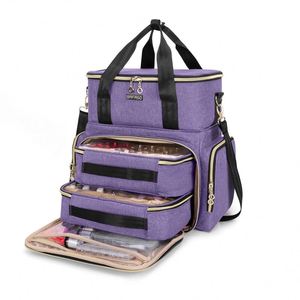 Free Sample Wholesale Relavel Professional <b>Nail</b> <b>Polish</b> <b>Organizer</b> Bag Train Case 3 in 1 Makeup Trolley Case Makeup Cosmetic Case - Product Image 3