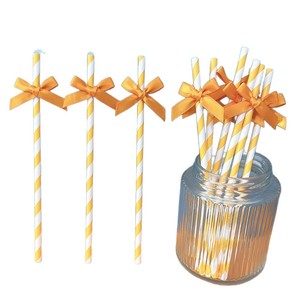 Paper Straw Cake Toppers With Bow 10 Pack Disposable Party Decorations For Dessert Table - Product Image 3