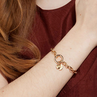 Bracelet chaîne épaisse personnalisable avec anneaux ouvrables, fermoir à ressort, breloques pierres de naissance, en acier inoxydable, étanche, cadeau de Noël