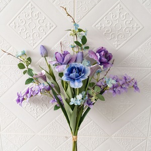 Bouquet de fleurs artificielles Lolita, roses bleues et violettes, freesia, calla, décoration d'intérieur, arrangement de mariage CF02113 - Product Image 3