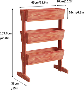 Jardinière surélevée verticale d'intérieur et d'extérieur à 3 niveaux, bac à plantes surélevé en <span class=keywords><strong>bois</strong></span>, support pour légumes et fleurs - Product Image 5