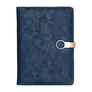 Carnet de notes en cuir texturé gris Aurelux avec fermeture à anneau doré gravé au laser pour la planification quotidienne professionnelle et les tâches de bureau - Product Image 2